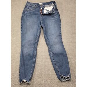M Jeans by Maurice High Rise Super Skinny Ankle Button Fly Distressed Jean M Reg